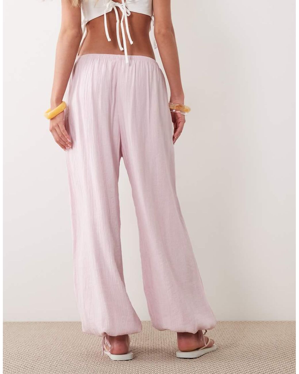 Abercrombie & Fitch Pink Crinkle Balloon Fit Trousers