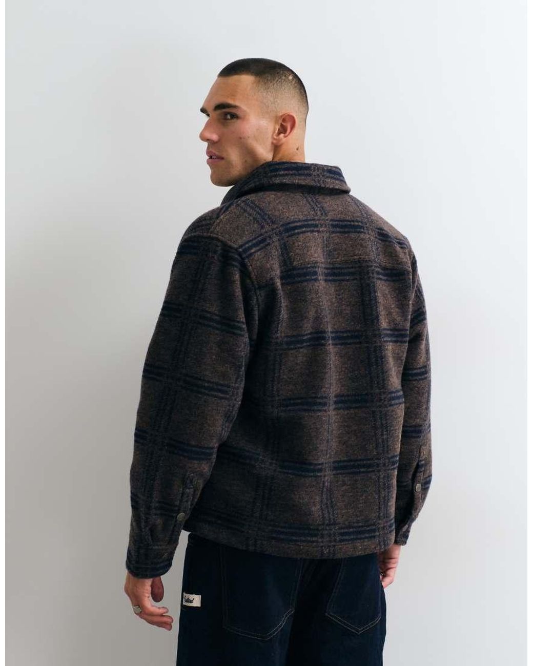 Prohibited Blue Oversized Textured Check Overshirt for men