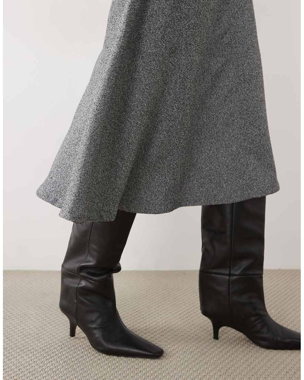 ASOS Gray Tailored Midi Circle Skirt