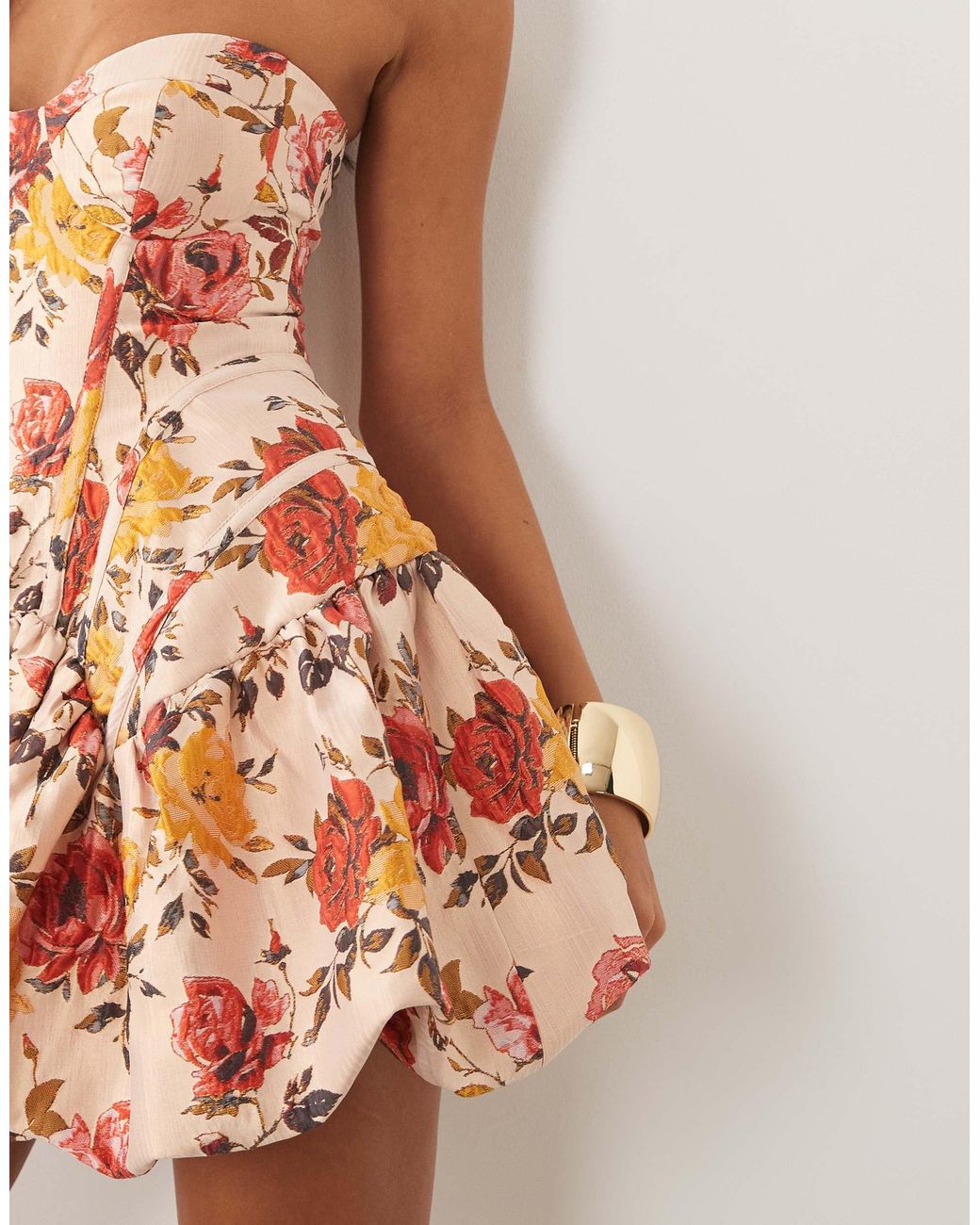 ASOS Brown Strapless Bubble Hem Mini Dress