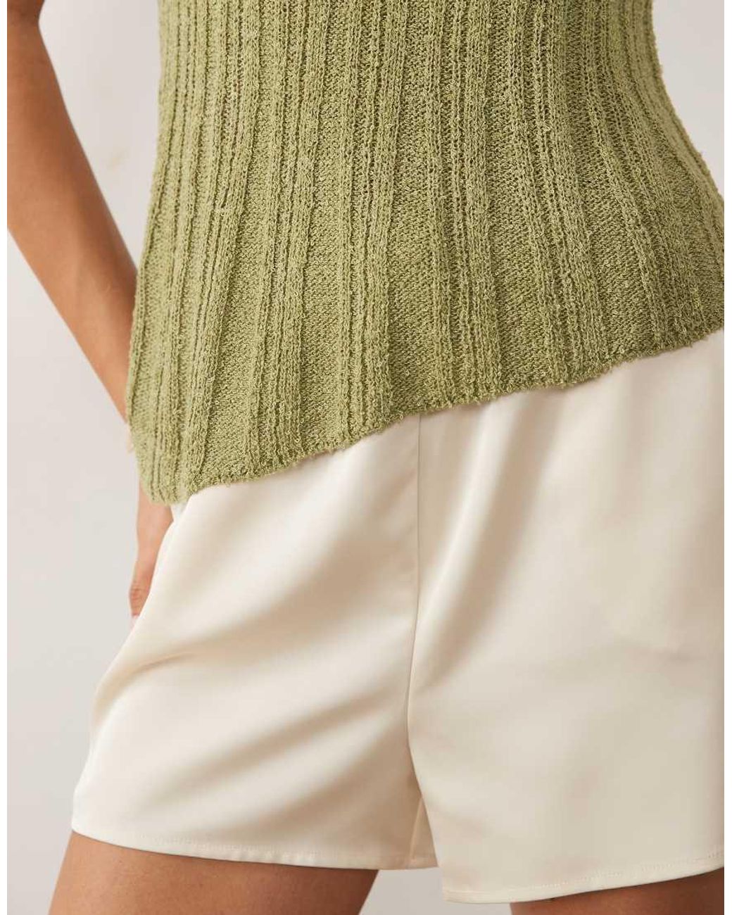 ASOS Green Knitted Ladder Stitch Asymmetrical Top