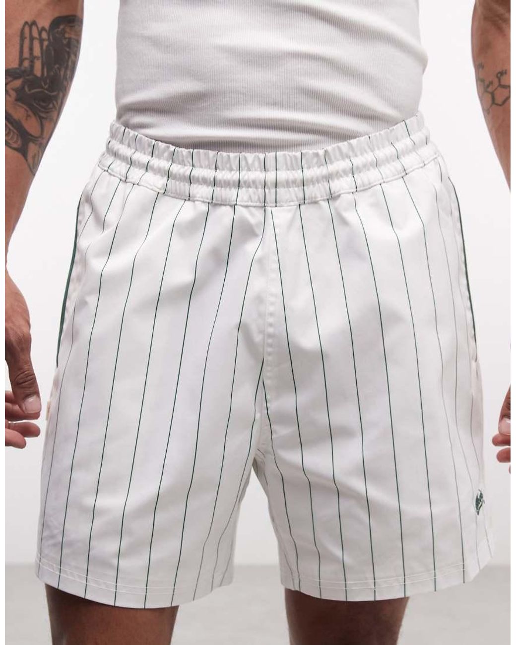 BLKVIS White Striped Track Short Co-ord for men