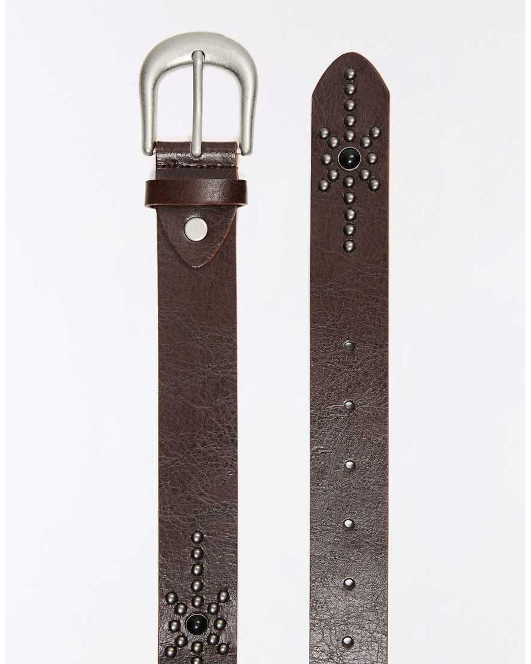 Bershka Brown Studded Cowboy Belt for men