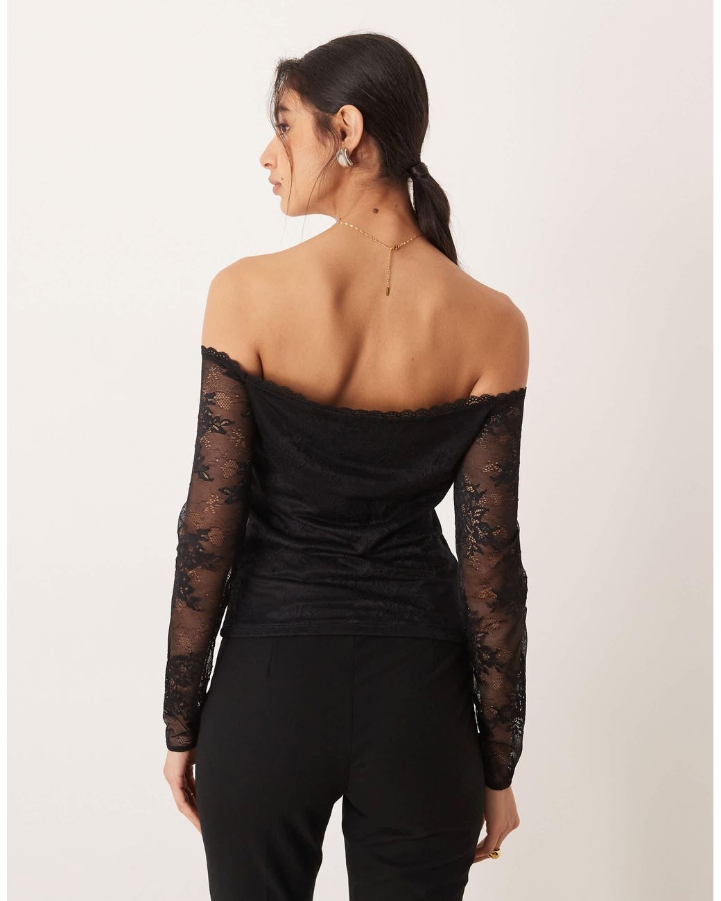 Abercrombie & Fitch Black – schulterfreies spitzenoberteil