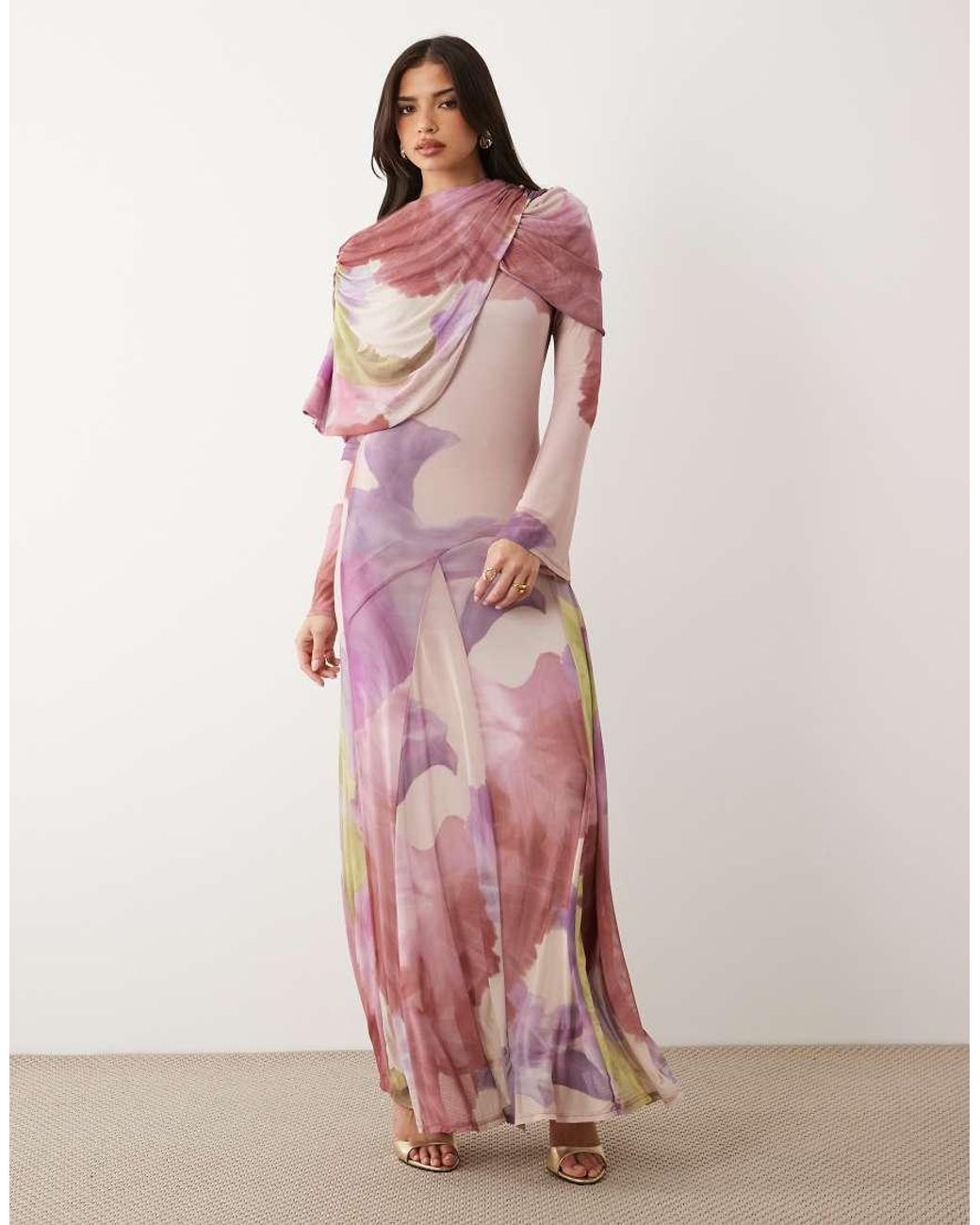 ASOS Pink Long Sleeve Maxi Dress