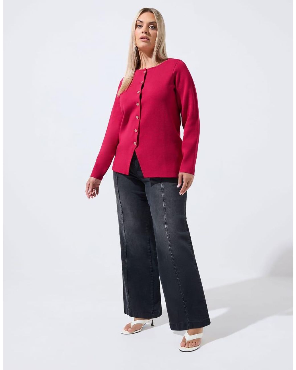Yours Clothing Red Long Sleeve Knitted Top