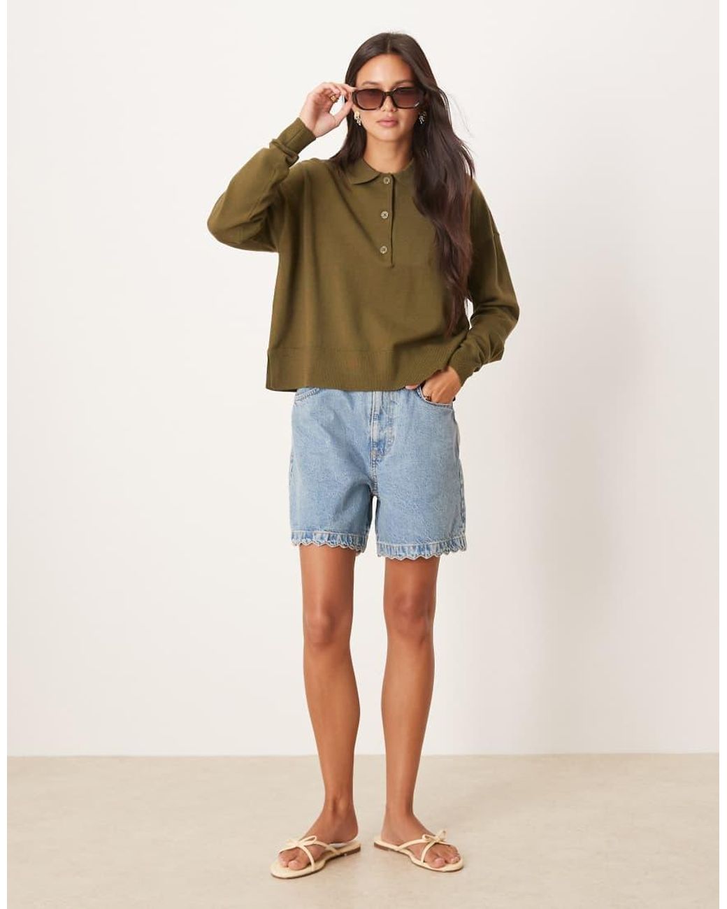 ASOS Green Knitted Structured Rugby Top