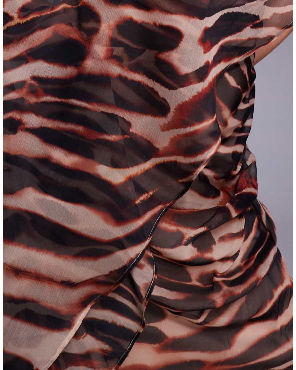 ASOS Brown Layered Sleeve Overlay Maxi Dress With Draped Skirt