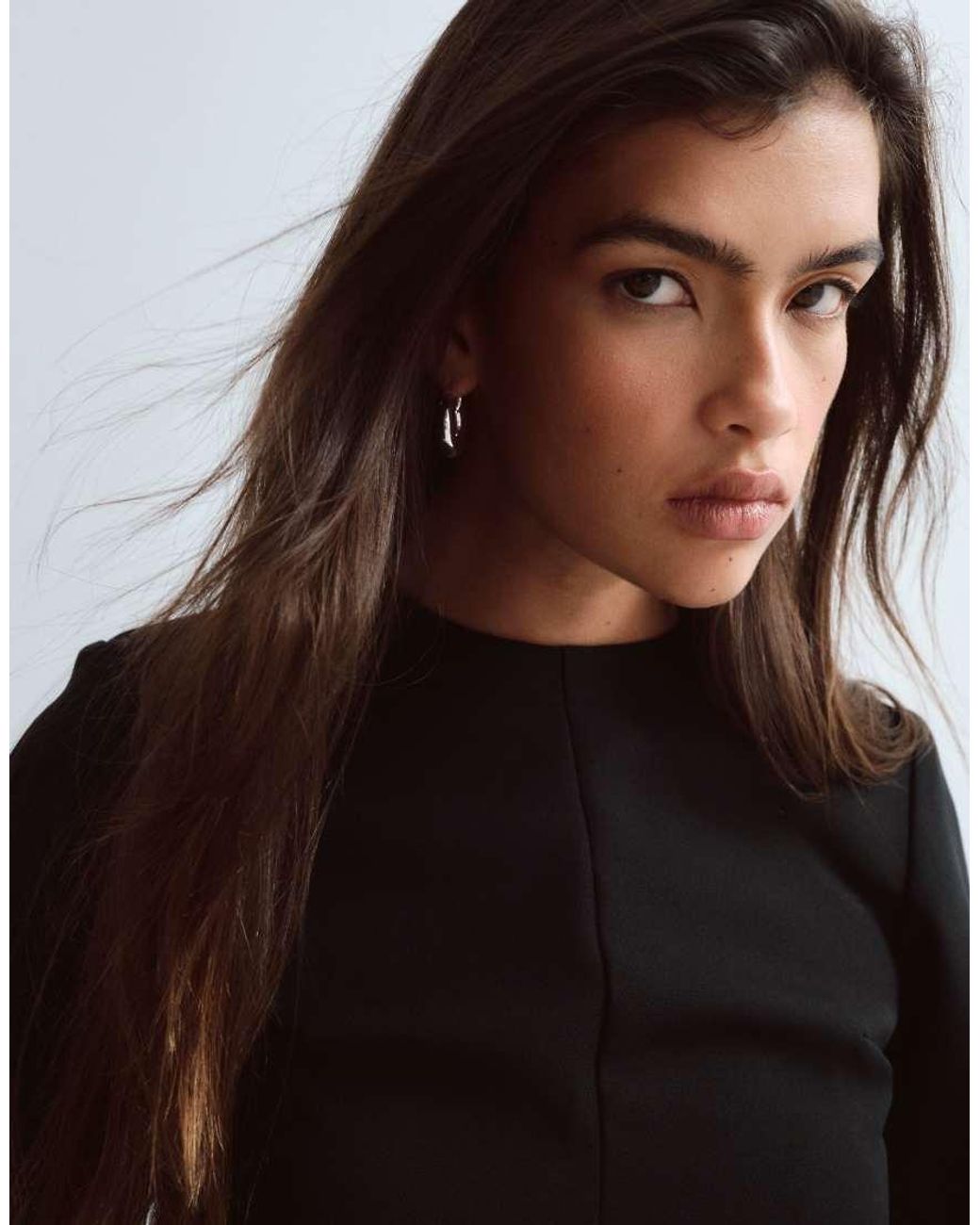ARRANGE Black Structured Ruched Top