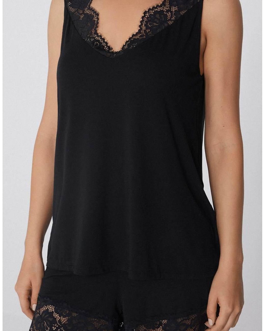 Tezenis Black Short Pyjamas With Wide Shoulder Straps