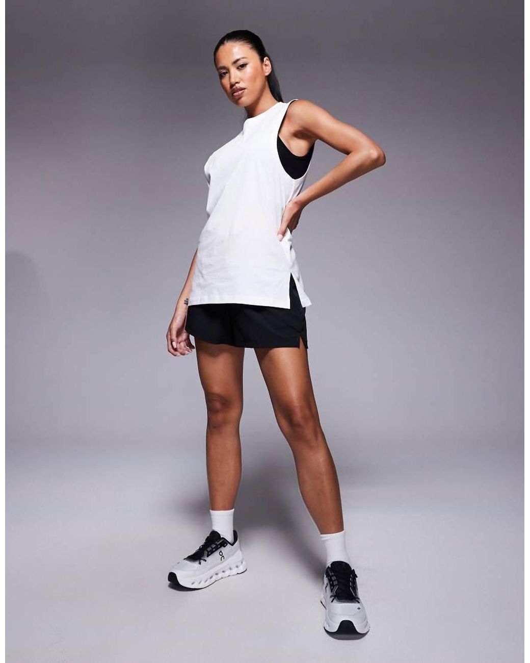 4505 Gray Icon Cotton Drop Armhole Tank Top With Quick Dry Finish