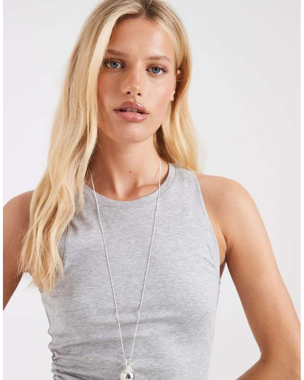 & Other Stories White Cinch Waist Sleeveless Jersey Dress