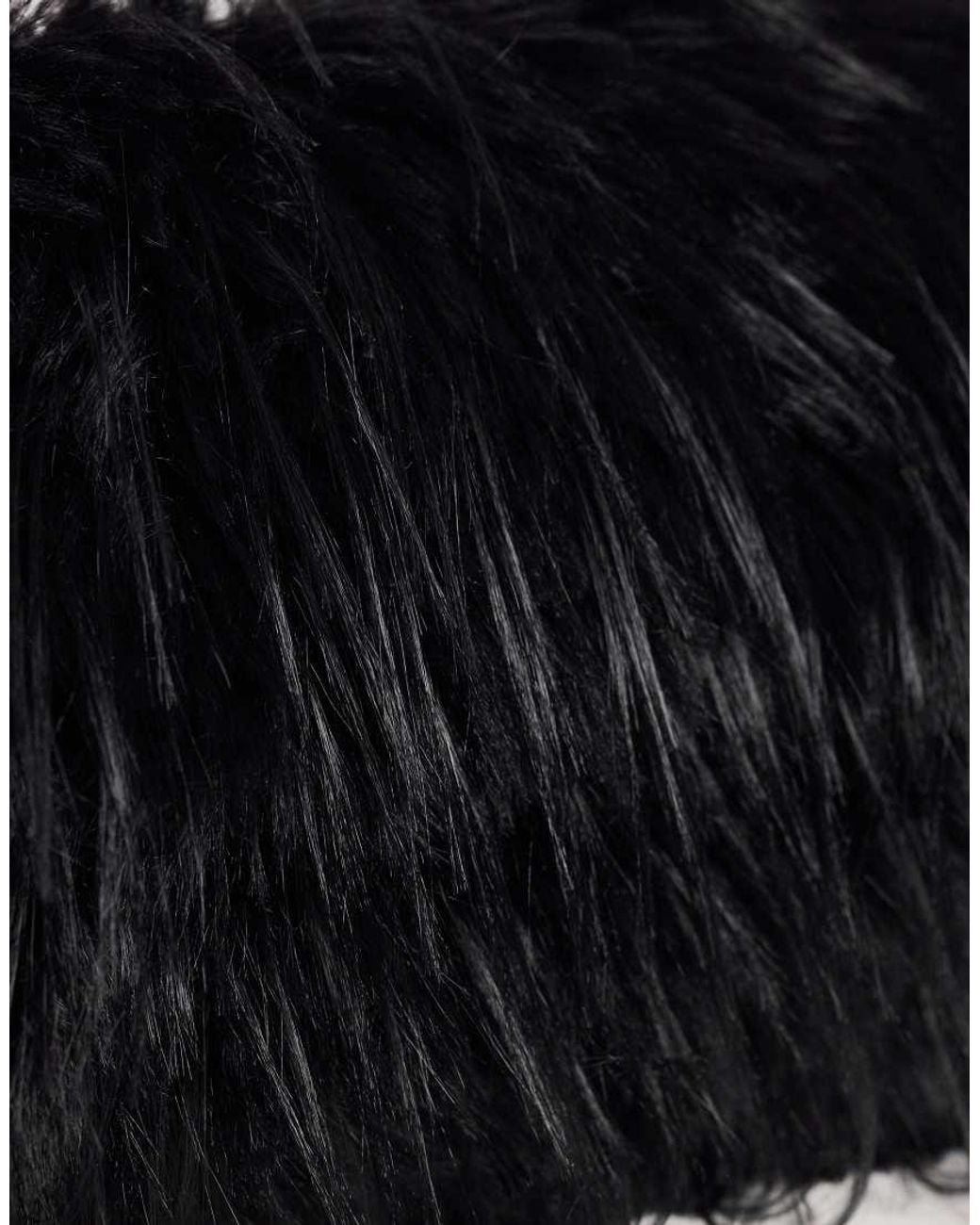 TOPSHOP Black Ciara Oversized Folded Faux Fur Structured Clutch Bag