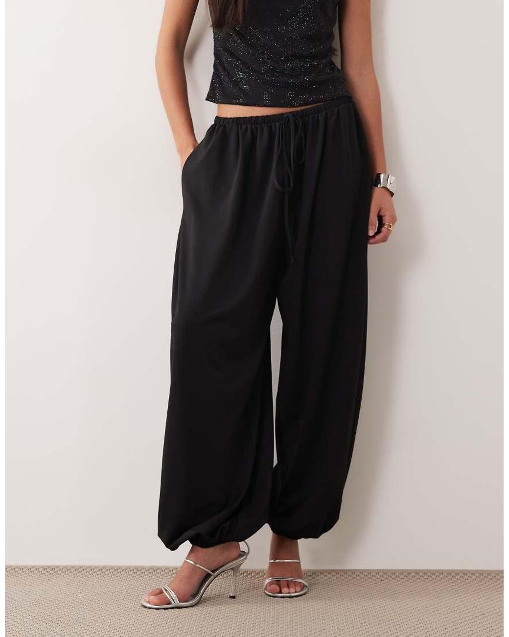 ASOS Black Clean Jersey Twill Tie Waist Balloon Trouser