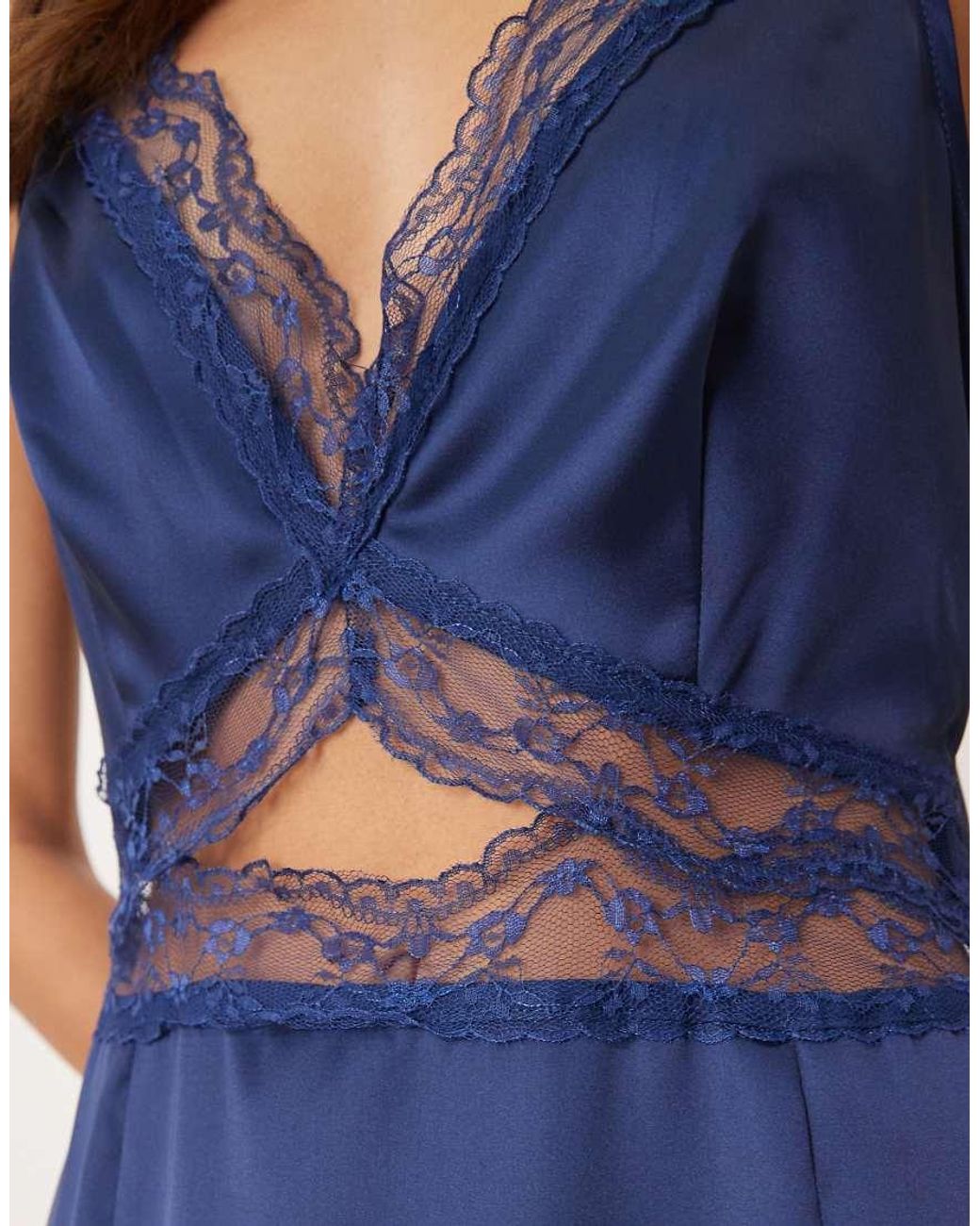 Never Fully Dressed Blue Mimi Satin Slip Midaxi Dress