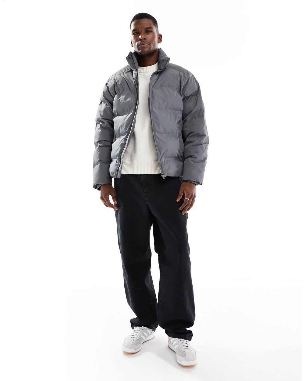 Jack & Jones Gray Thick Puffer Jacket for men