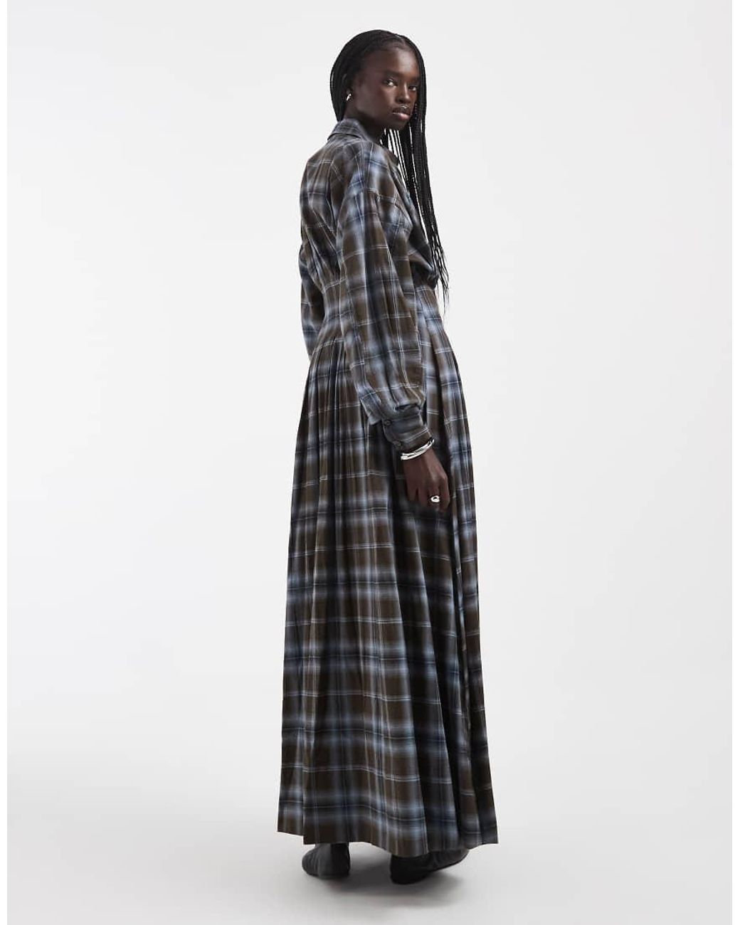 ASOS Black Midaxi Shirt Dress With Nipped-in Waist