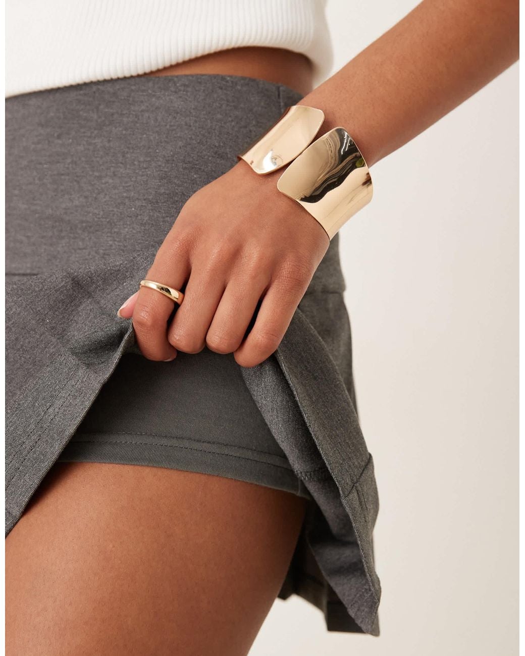 ASOS Natural Ponte Micro Pleated Mini Skort