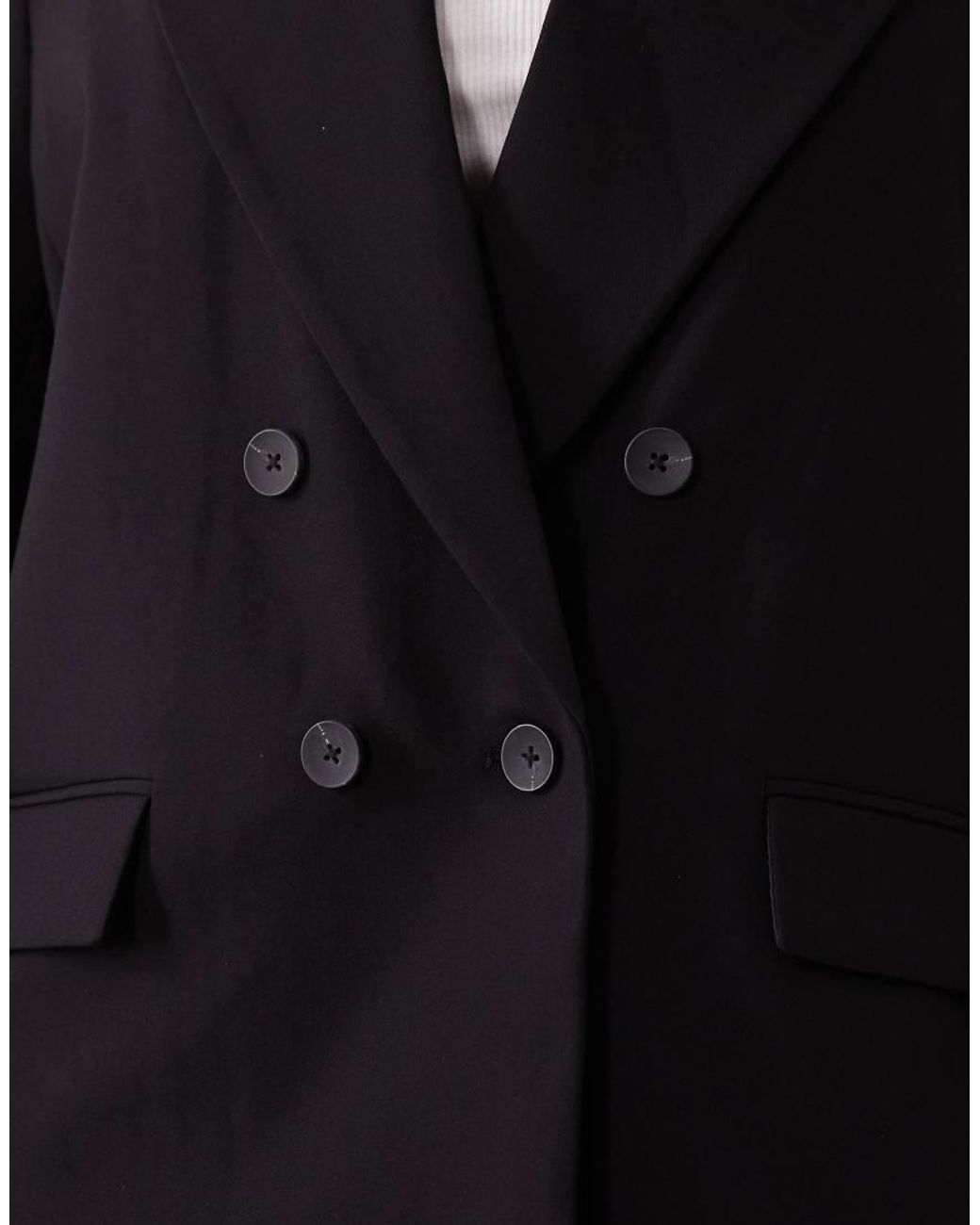 ASOS Black Curve Tailored Strong Shoulder Double Breasted Blazer