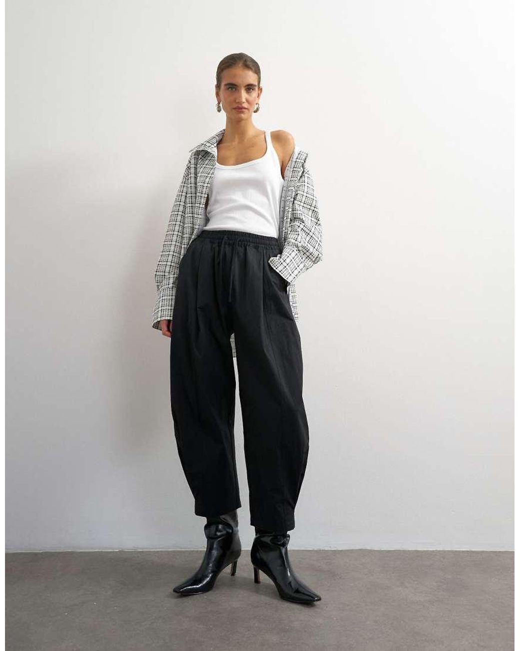 TOPSHOP Black Drawcord Techy Balloon Trousers