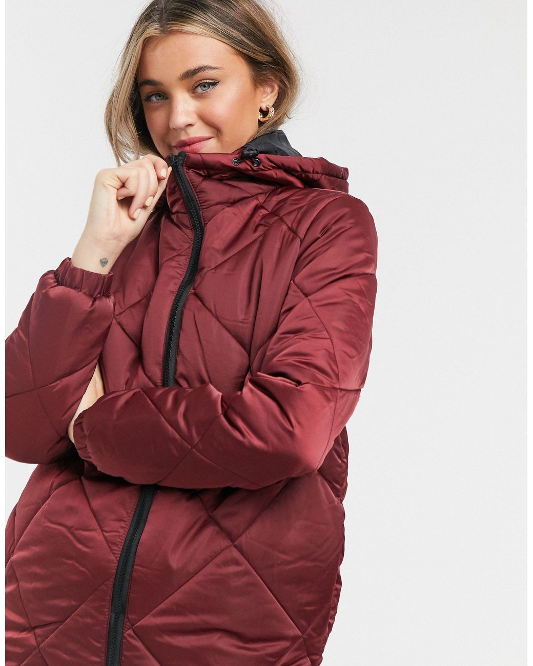 Brave Soul Red Padded Jacket Hot Sale 