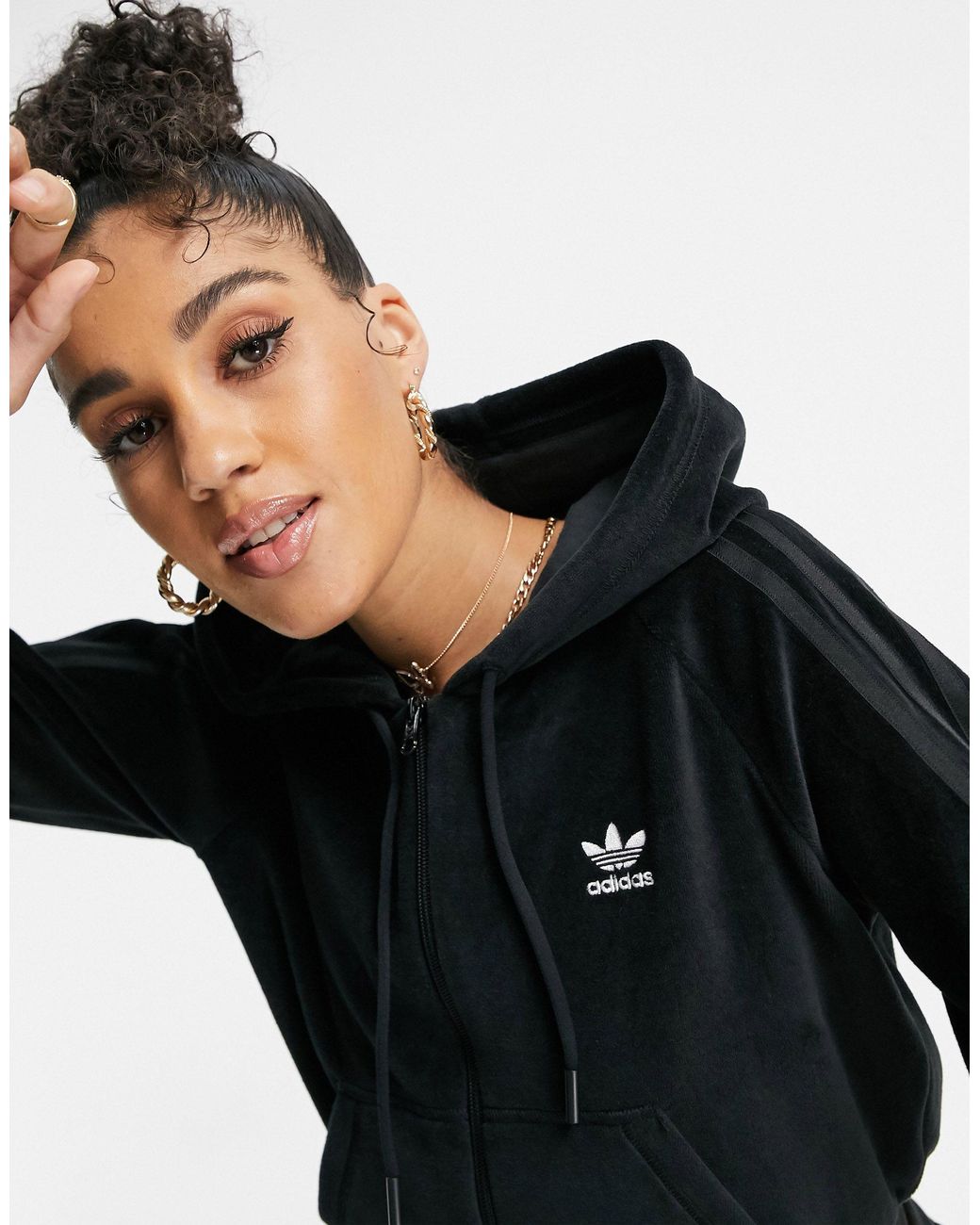 velour hoodie adidas