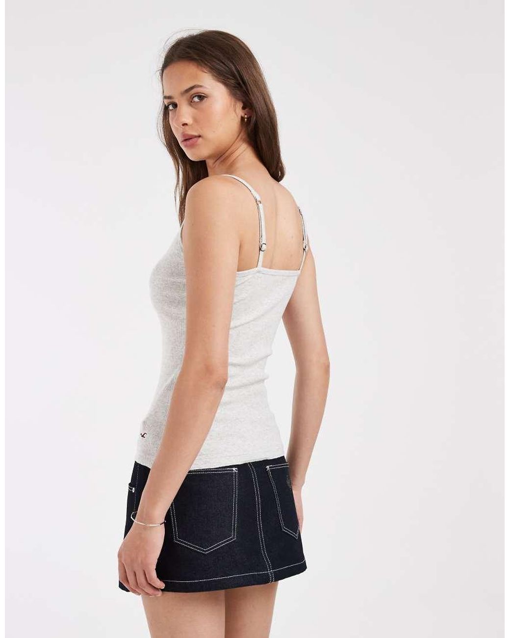 Hollister White Henley Cami Top