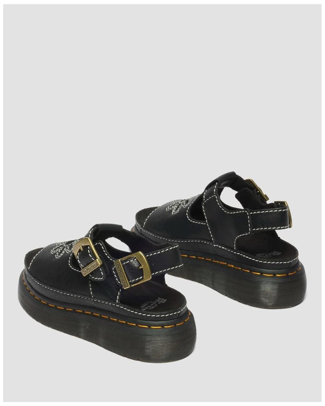 Dr. Martens Black Dunnet Flower Full Grain Leather Sandals