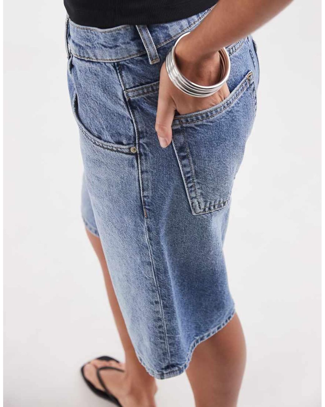 ONLY Blue Baggy Denim Bermuda Shorts