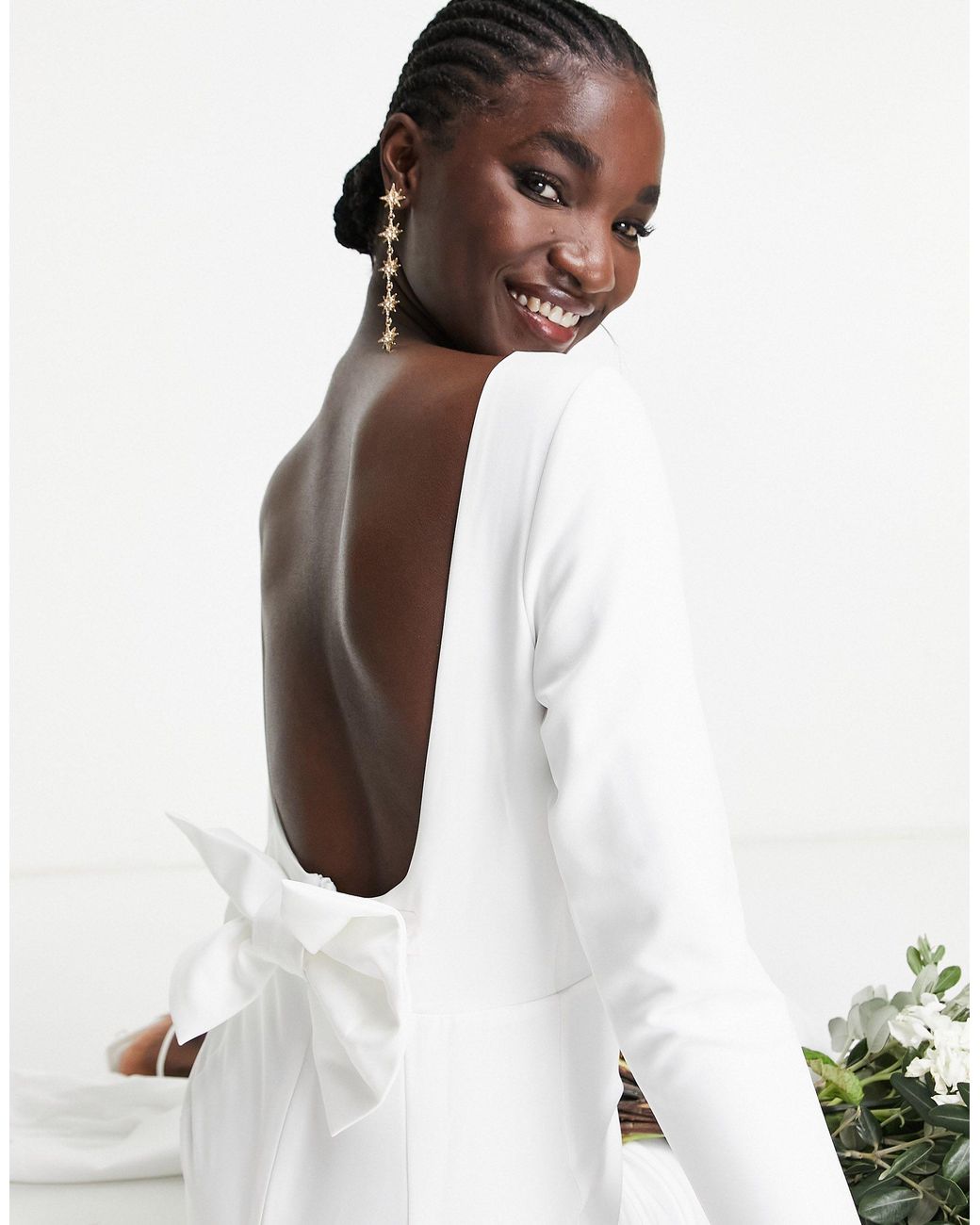True Violet Bridal Open Back Bow Maxi 