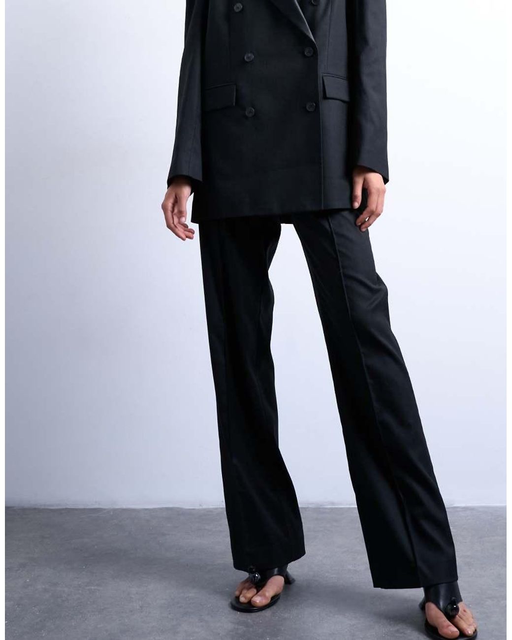 TOPSHOP Blue Slim Straight Leg Mid Rise Suit Trouser Co Ord