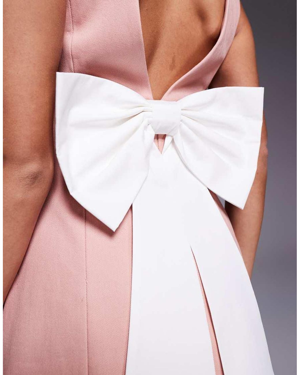 ASOS Pink Button Down Mini Dress With Bow Back