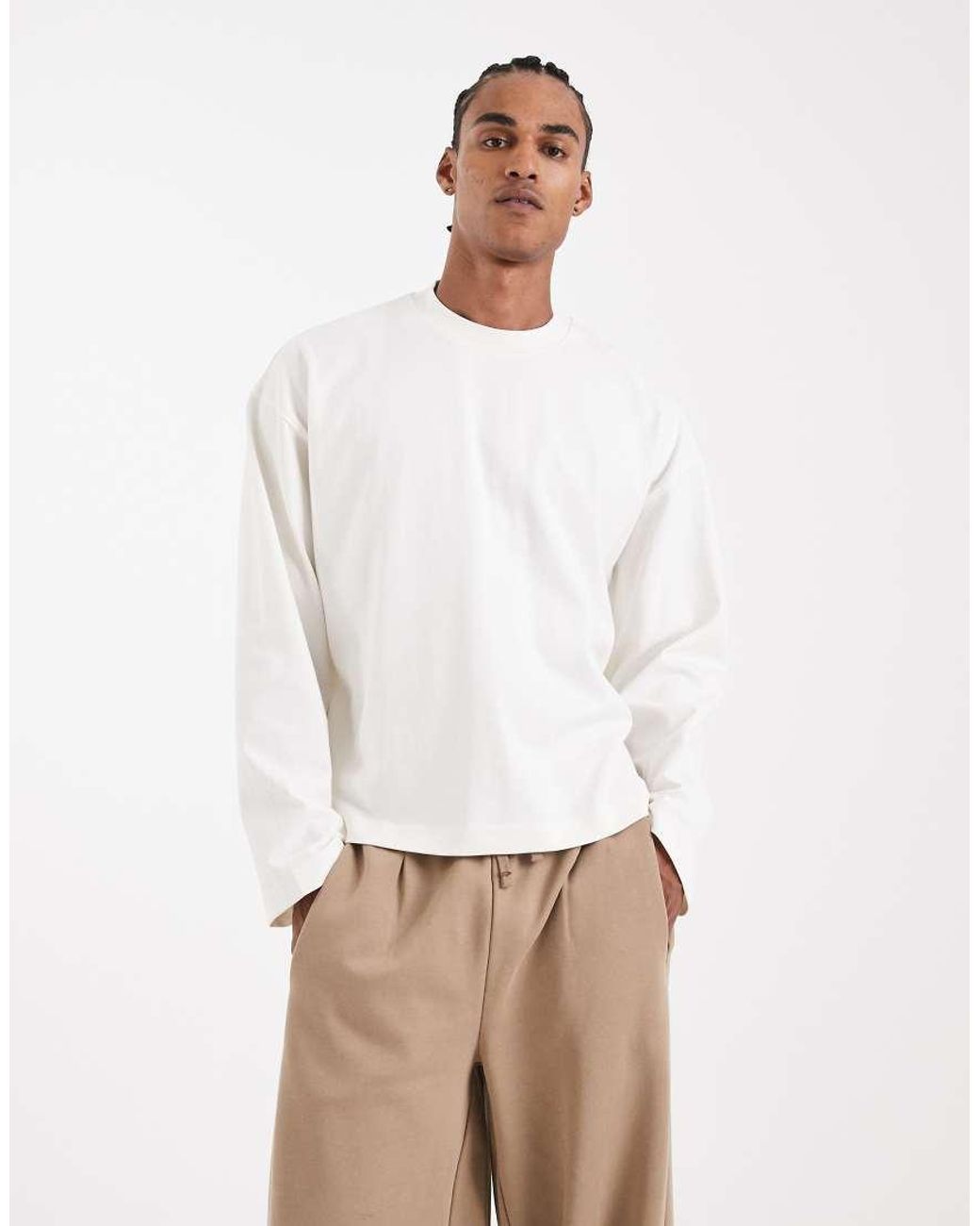 ASOS White Circular Design Collection Super Heavyweight Boxy Oversized Long Sleeve T-shirt for men