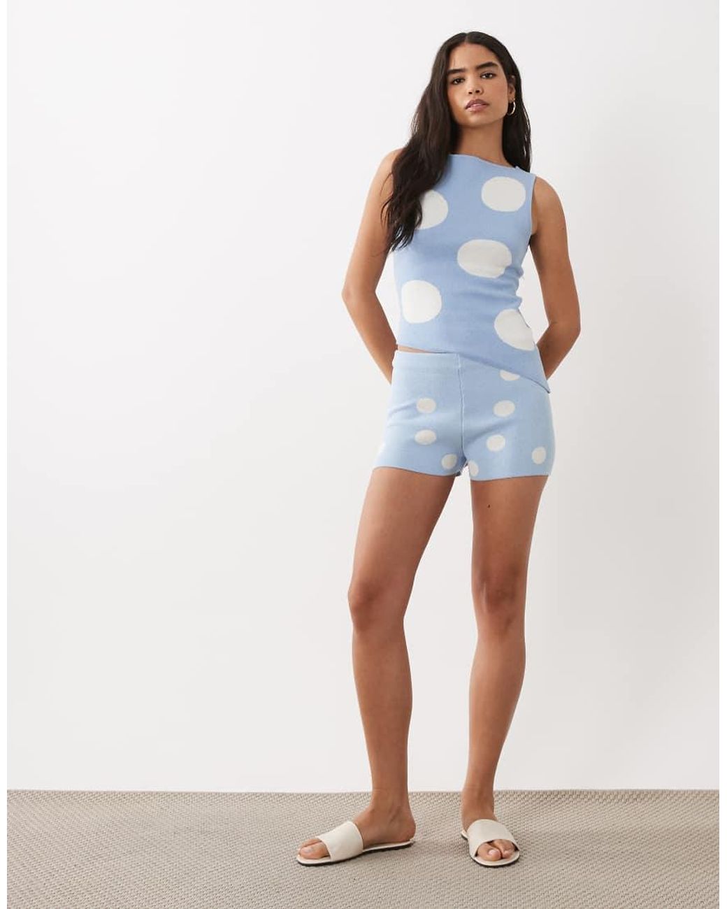 ASOS Blue Knit Asymmetric Shorts