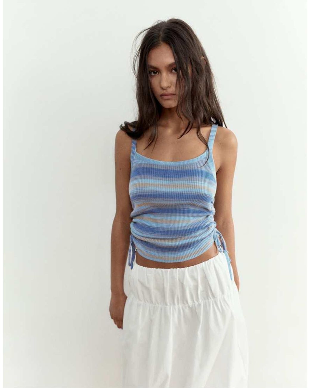 Pull&Bear White Ruched Tank Top