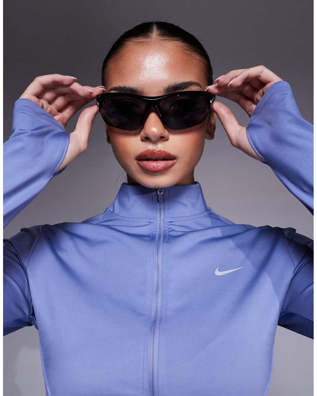 Nike Blue Swift Dri-fit Fitted Full Zip Top