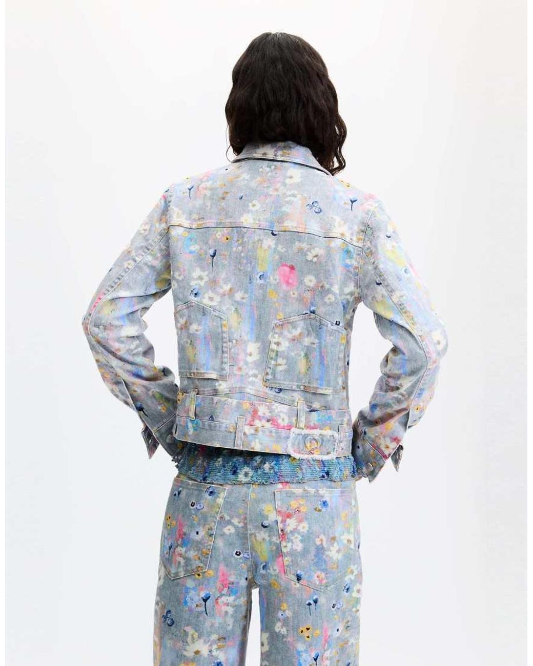 Desigual Blue Printed Denim Jacket