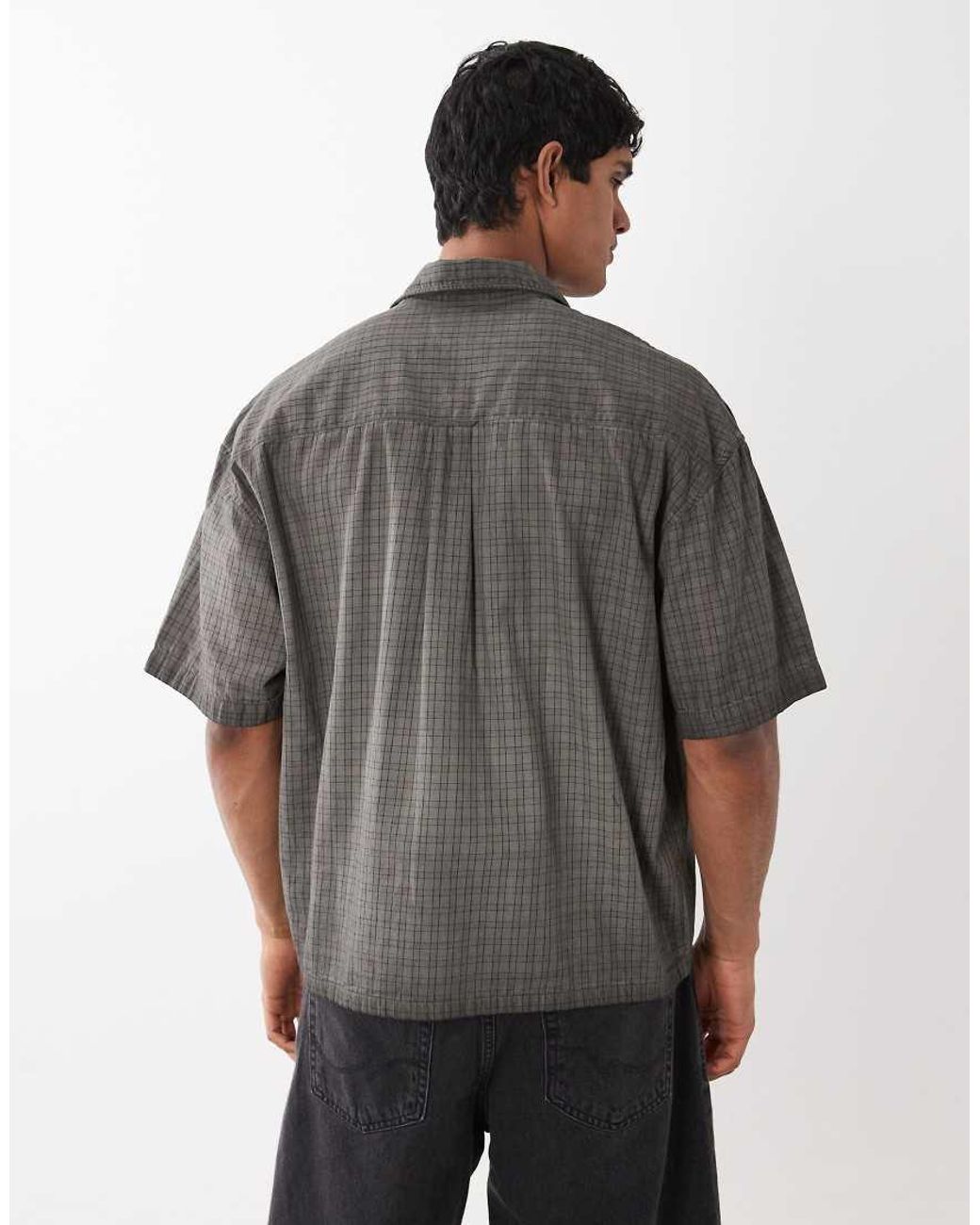 Jack & Jones Gray Overdye Plaid Shirt for men