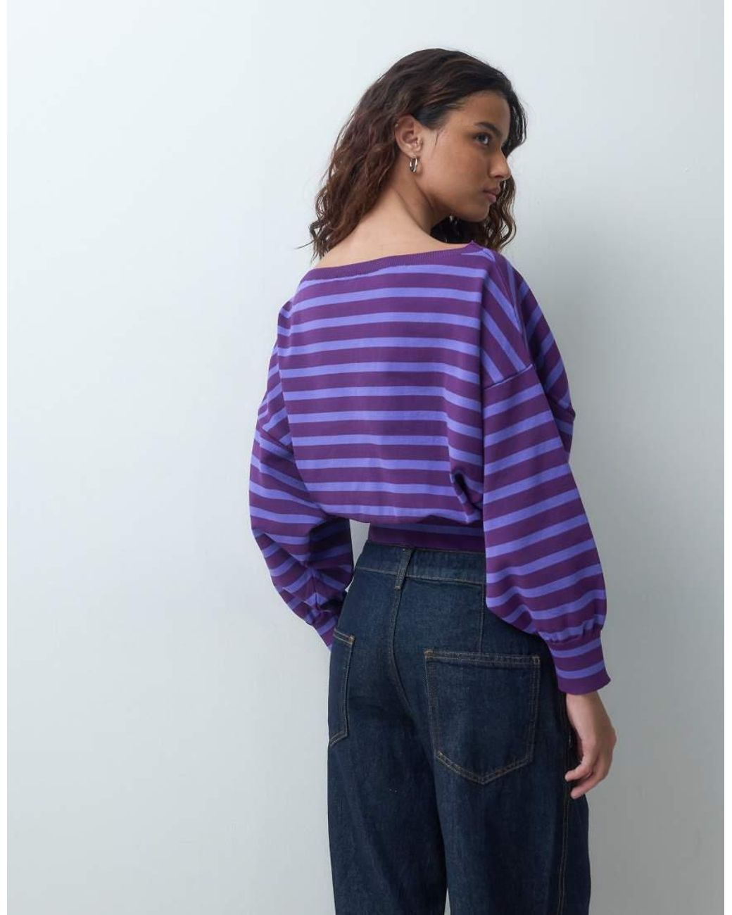 ASOS Purple Knitted Off Shoulder Jumper