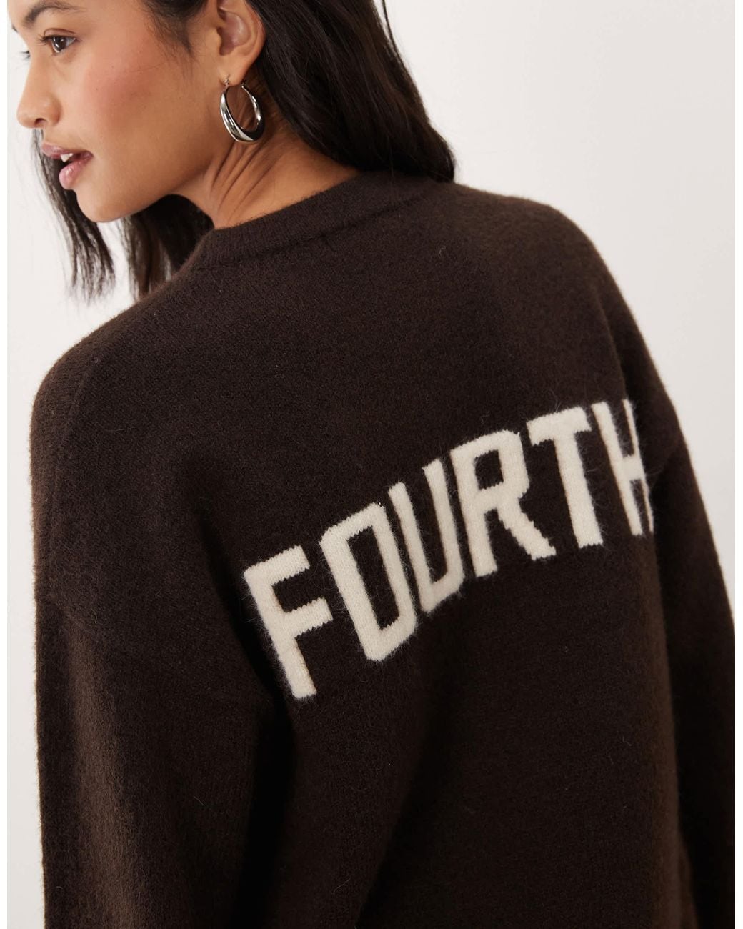 4th & Reckless Brown 'fourth' Back Logo Jumper