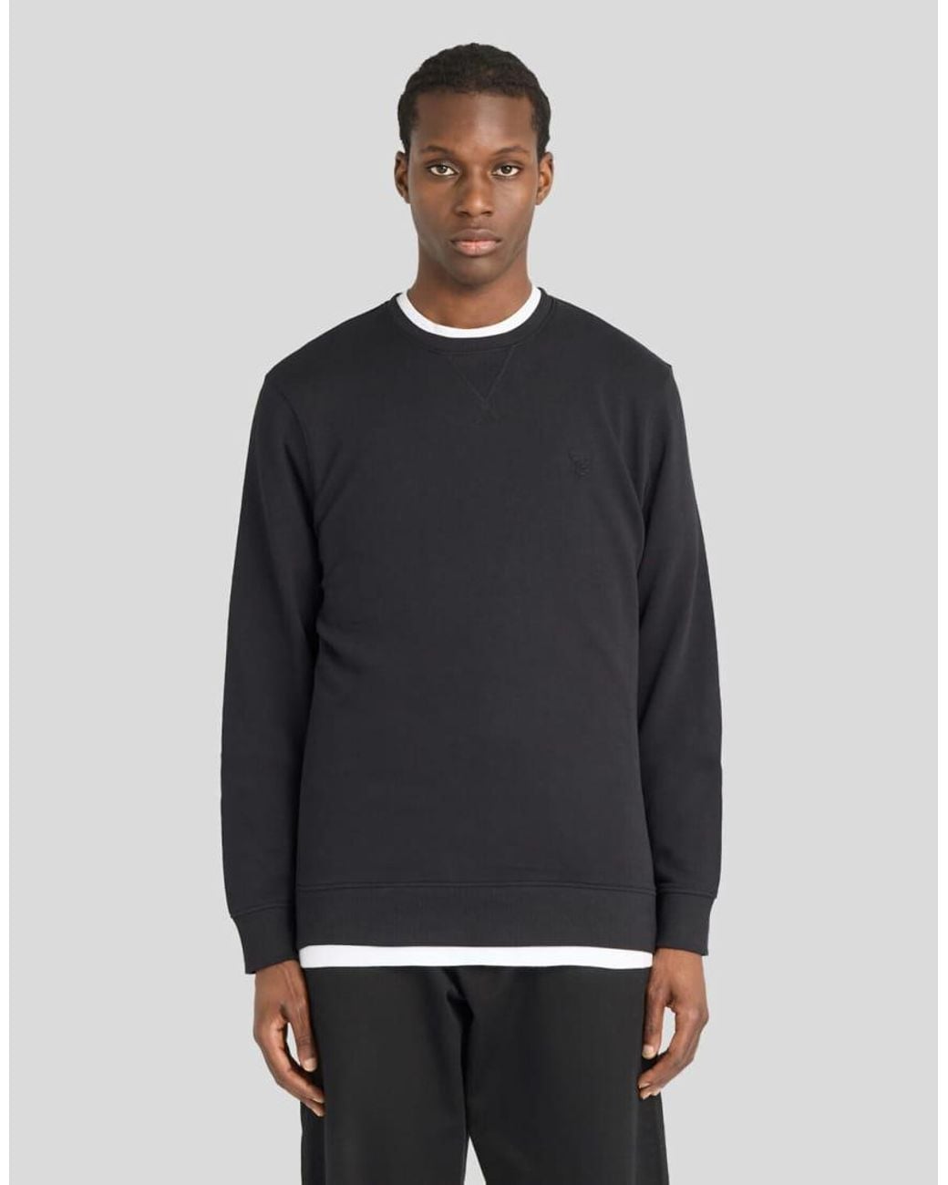 Lyle & Scott Gray Mid Layers Textured Eagle Crew Neck Sweatshirt for men