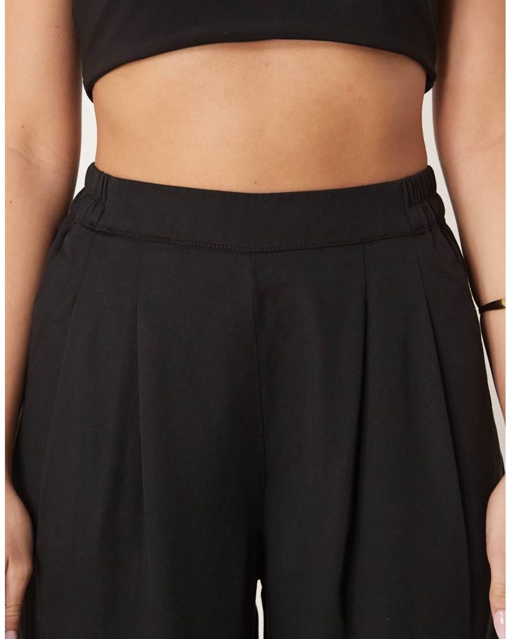 ASOS Black Clean Front Wide Leg Trousers