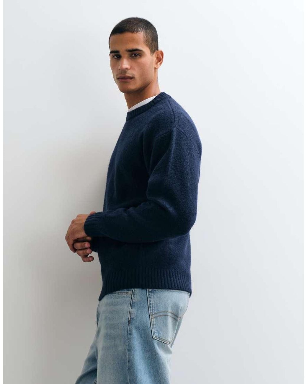 Jack & Jones Blue Oversized Fluffy Jumper for men
