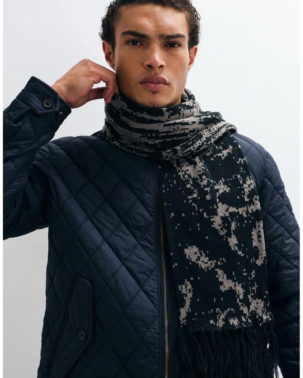 ASOS Blue Pixelated Pattern Scarf for men