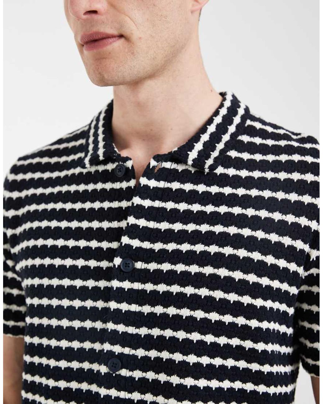 Blend Black 100% Cotton Knitted Crochet Regular Fit Polo Shirt for men