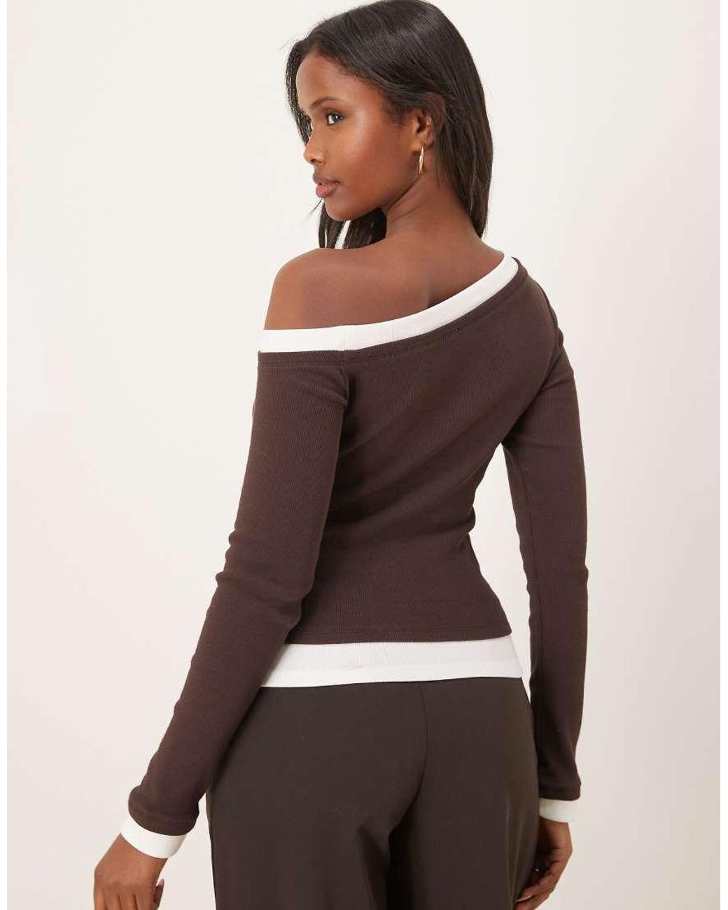 ASOS Brown Monochrome Double Layer Asymmetric Top