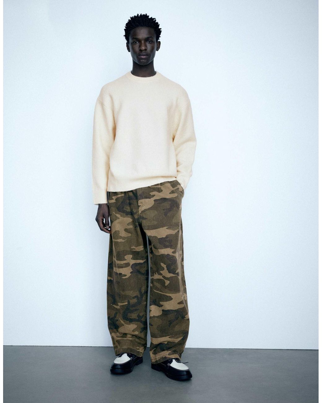 Pull&Bear Basic-pullover mit rundhalsausschnitt in White für Herren