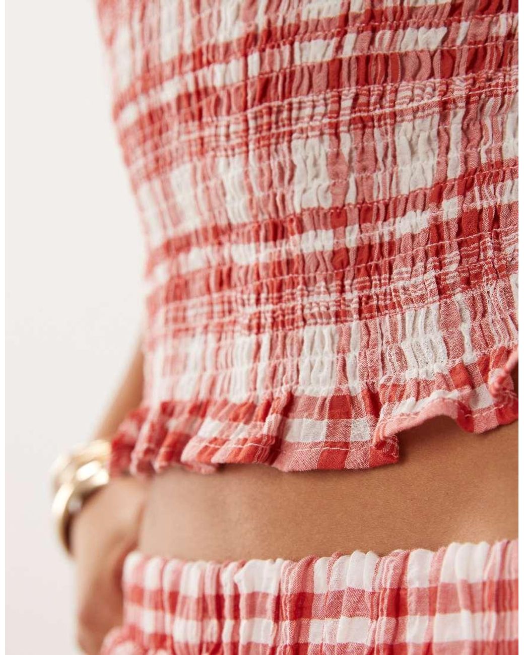 ASOS Pink Shirring Co-Ord Top