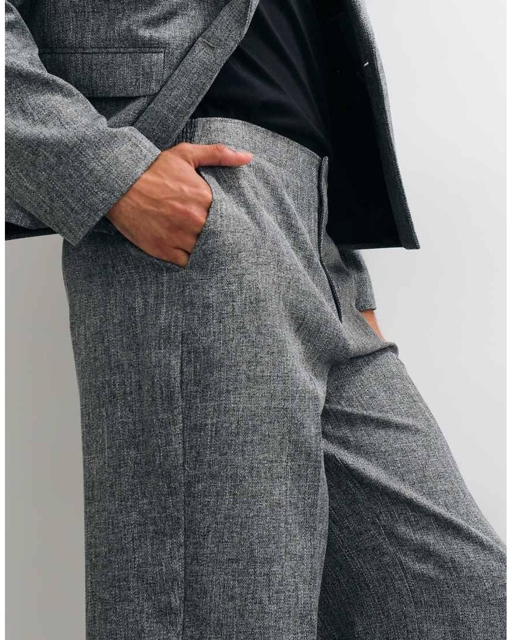 ASOS Gray Wide Tapered Suit Trousers for men