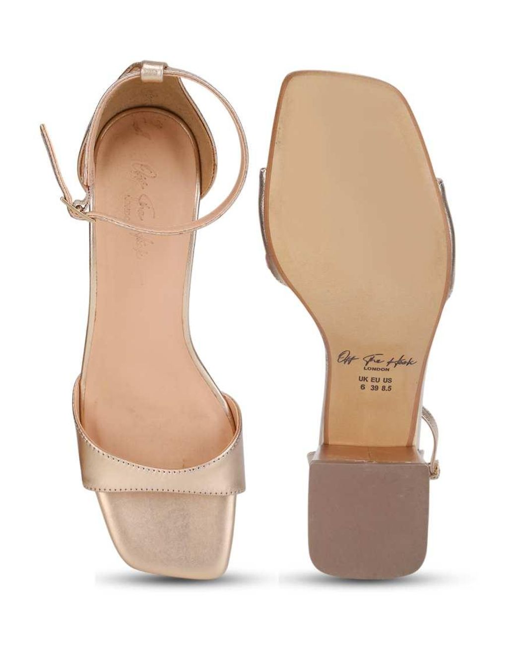 OFF THE HOOK Natural 'Knightsbridge' Low Block Heeled Leather Sandals